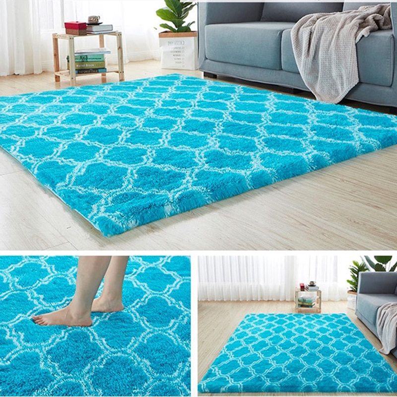 Rainbow Carpet Gradient Tie-dye Plush Rug Living Room Coffee Table Pad Carpet Bedroom Bedside Bay Window Rug Baby Crawling Mat