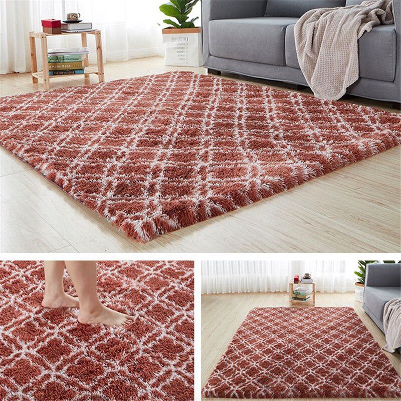 Rainbow Carpet Gradient Tie-dye Plush Rug Living Room Coffee Table Pad Carpet Bedroom Bedside Bay Window Rug Baby Crawling Mat