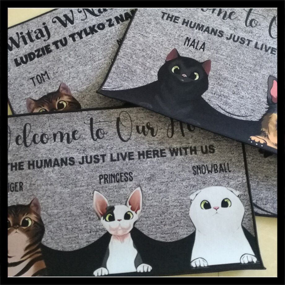 Welcome To Our Home Custom Dog Cat Name Doormat Rug Personalized Floor Mats Carpet All Color All Logo Home Decor Accessory