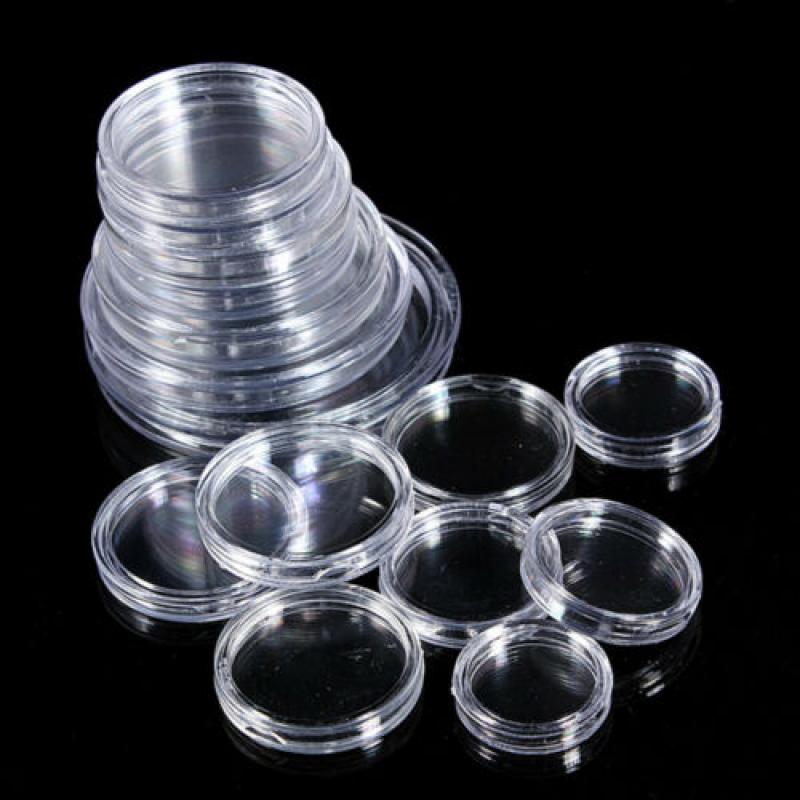 10/25pcs 21-38mm Transparent Plastic Coin Holder Coin Collecting Box Case for Coins Storage Capsules Protection Boxes Container