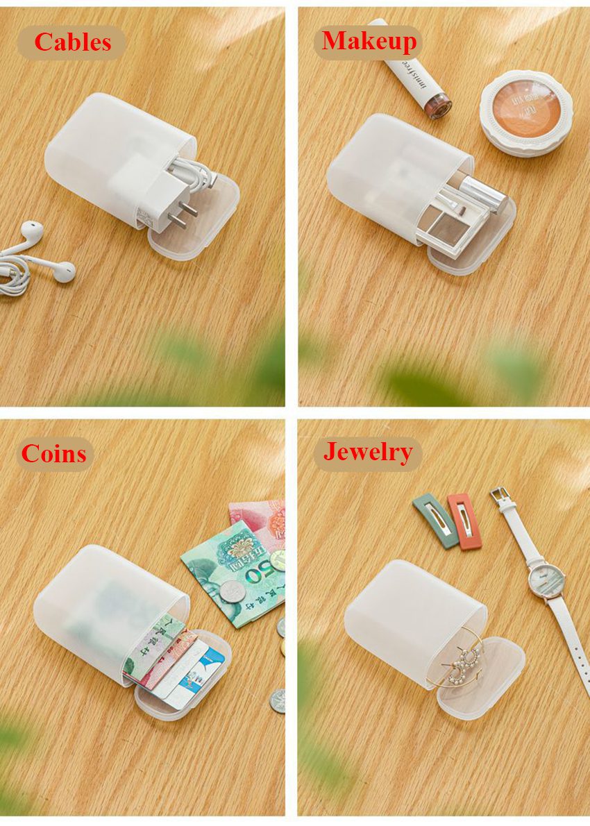 Ins Portable Wire Cable Storage Box Travel Headphone Jewelry Coin Organizer Bin Drawer Makeup Lipstick Holder Dust-proof Storage