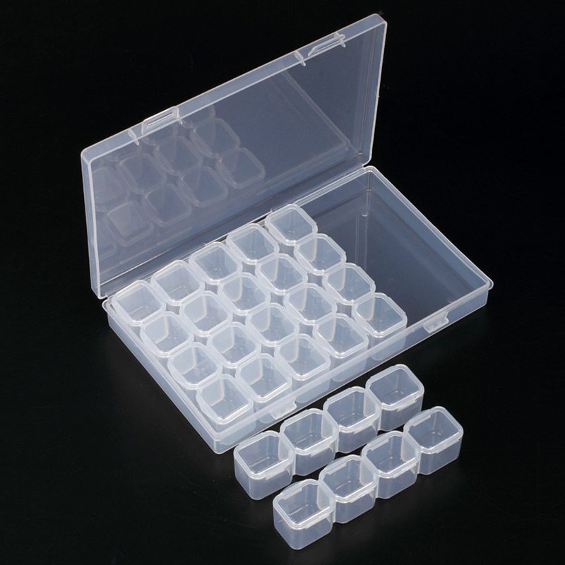 28 Grids Diamond Embroidery Storage Box Bins Medicine Diamond Painting Accessory Boxes Case Cross Stitch Tools Organizer