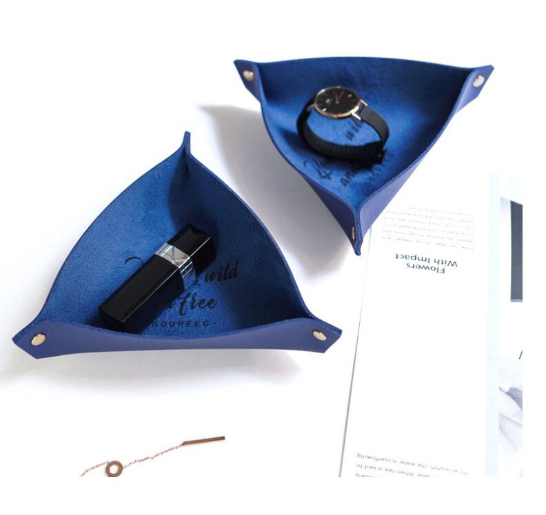 Desktop Storage Tray Leather Key Plate Home Decoration Dice Tray key Wallet Coins PU leather folding Storage Box Wholesale