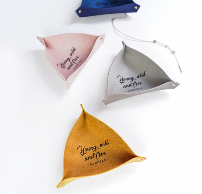 Desktop Storage Tray Leather Key Plate Home Decoration Dice Tray key Wallet Coins PU leather folding Storage Box Wholesale