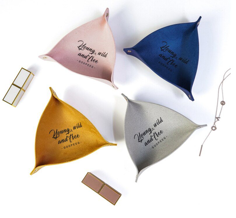 Desktop Storage Tray Leather Key Plate Home Decoration Dice Tray key Wallet Coins PU leather folding Storage Box Wholesale