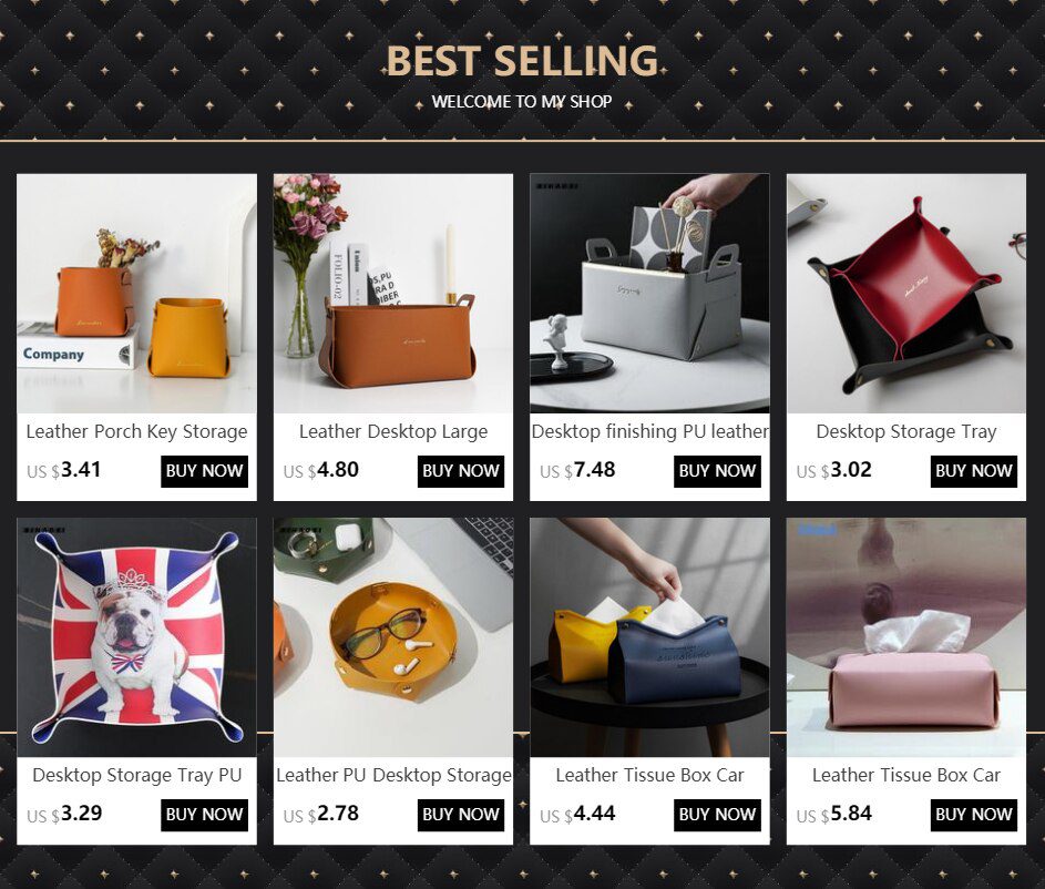 Desktop Storage Tray Leather Key Plate Home Decoration Dice Tray key Wallet Coins PU leather folding Storage Box Wholesale