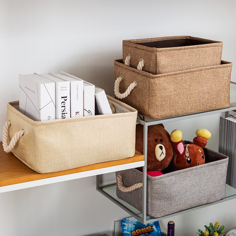 Cotton Linen Folding Storage Baskets Kids Toys Organizer Clothes and Sundries Storage Box Cabinet Storage Bag Laundry Basket