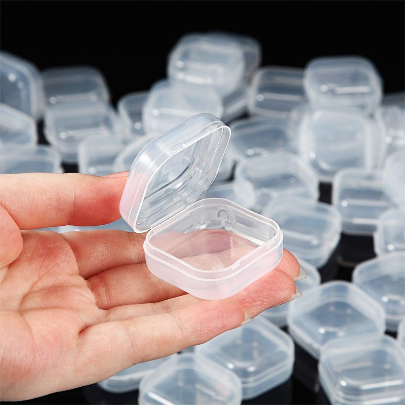 6PCS Mini Storage Box Transparent Square Plastic Box Earrings Jewelry Packaging Storage Small Square Box  Jewelry Organizer