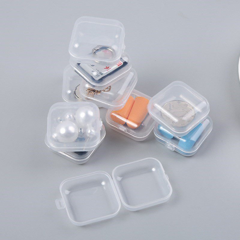 6PCS Mini Storage Box Transparent Square Plastic Box Earrings Jewelry Packaging Storage Small Square Box  Jewelry Organizer
