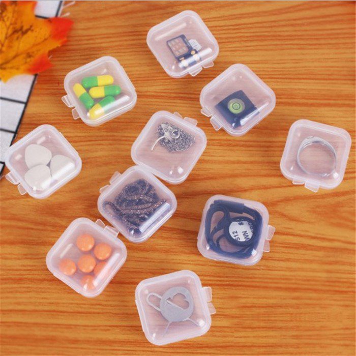 6PCS Mini Storage Box Transparent Square Plastic Box Earrings Jewelry Packaging Storage Small Square Box  Jewelry Organizer