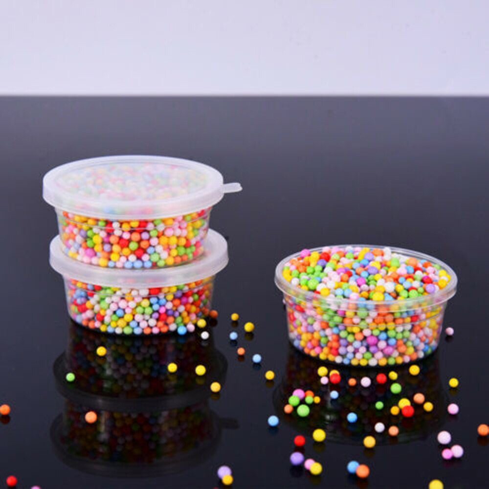 20PCS Foam Ball Round Clear Storage Box Container With Lid Slime Clay Storage Jar Sealed