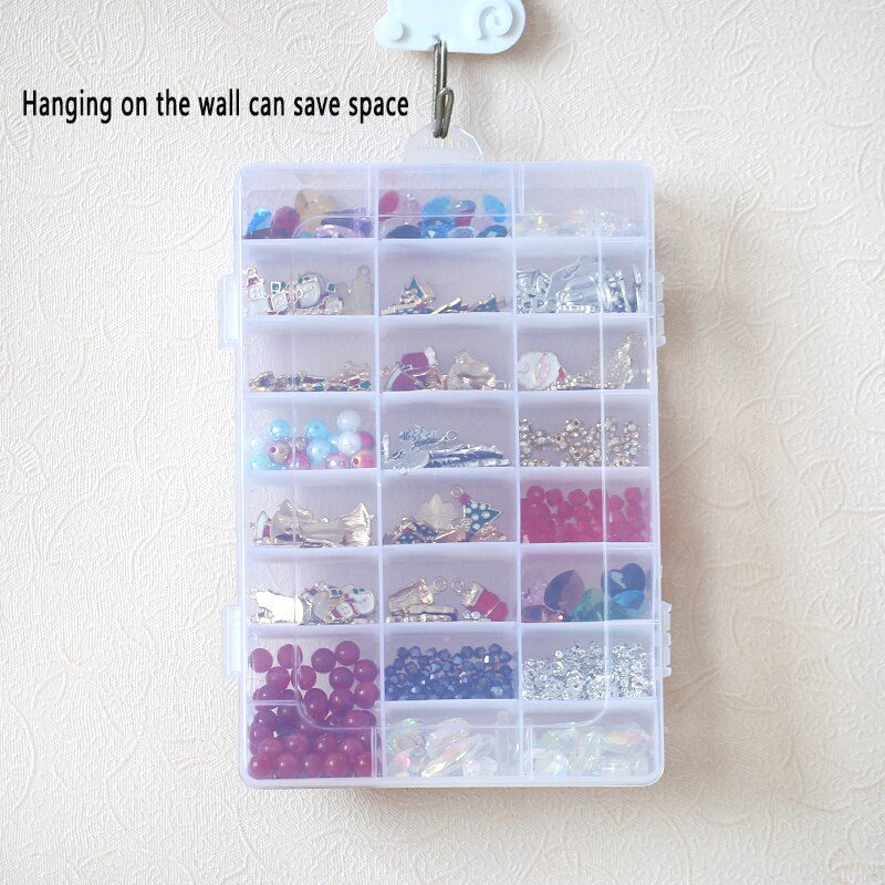 Practical jewelry storage Adjustable Plastic Compartment Storage Box Jewelry Earring Bin Case Container Storage Boxes