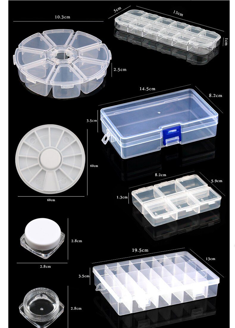 Practical jewelry storage Adjustable Plastic Compartment Storage Box Jewelry Earring Bin Case Container Storage Boxes