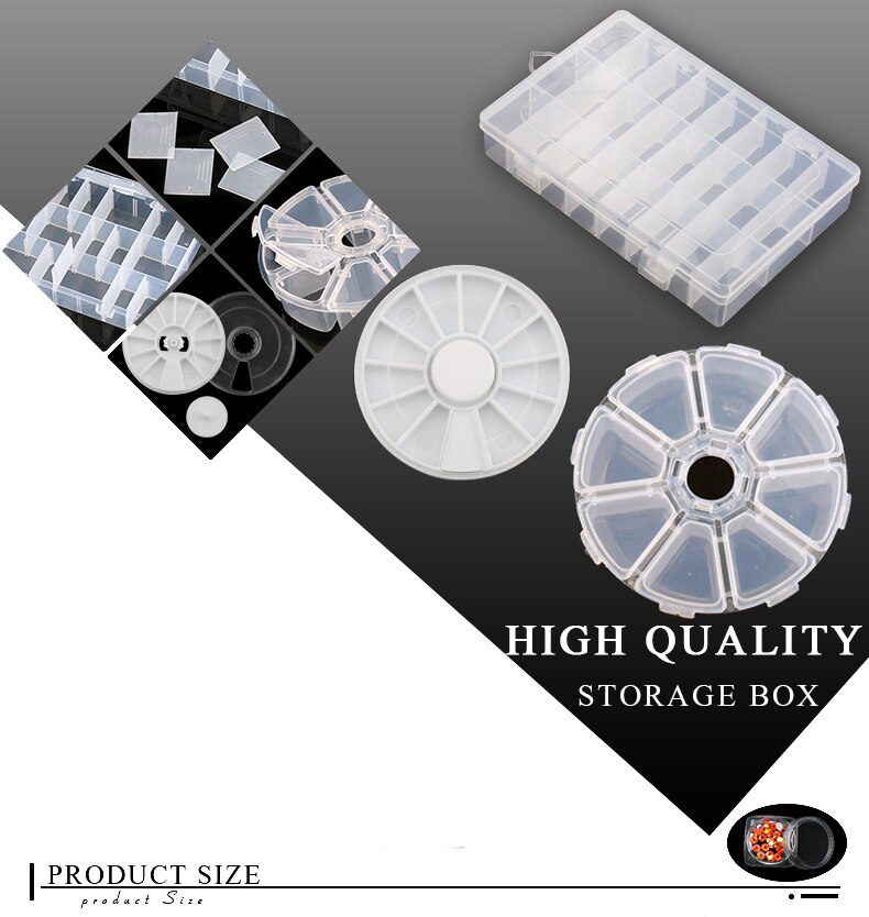 Practical jewelry storage Adjustable Plastic Compartment Storage Box Jewelry Earring Bin Case Container Storage Boxes