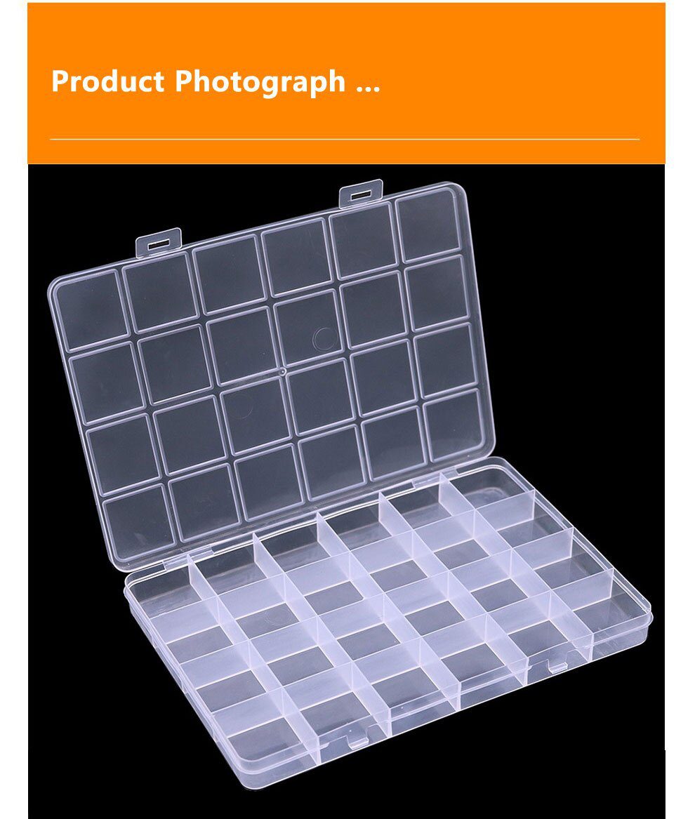 24 Compartments Plastic Box Case Jewelry Bead Storage Container Craft Organizer 24 Compartments Plastic Box Case Jewelry Bead Storage Container Craft Organizer