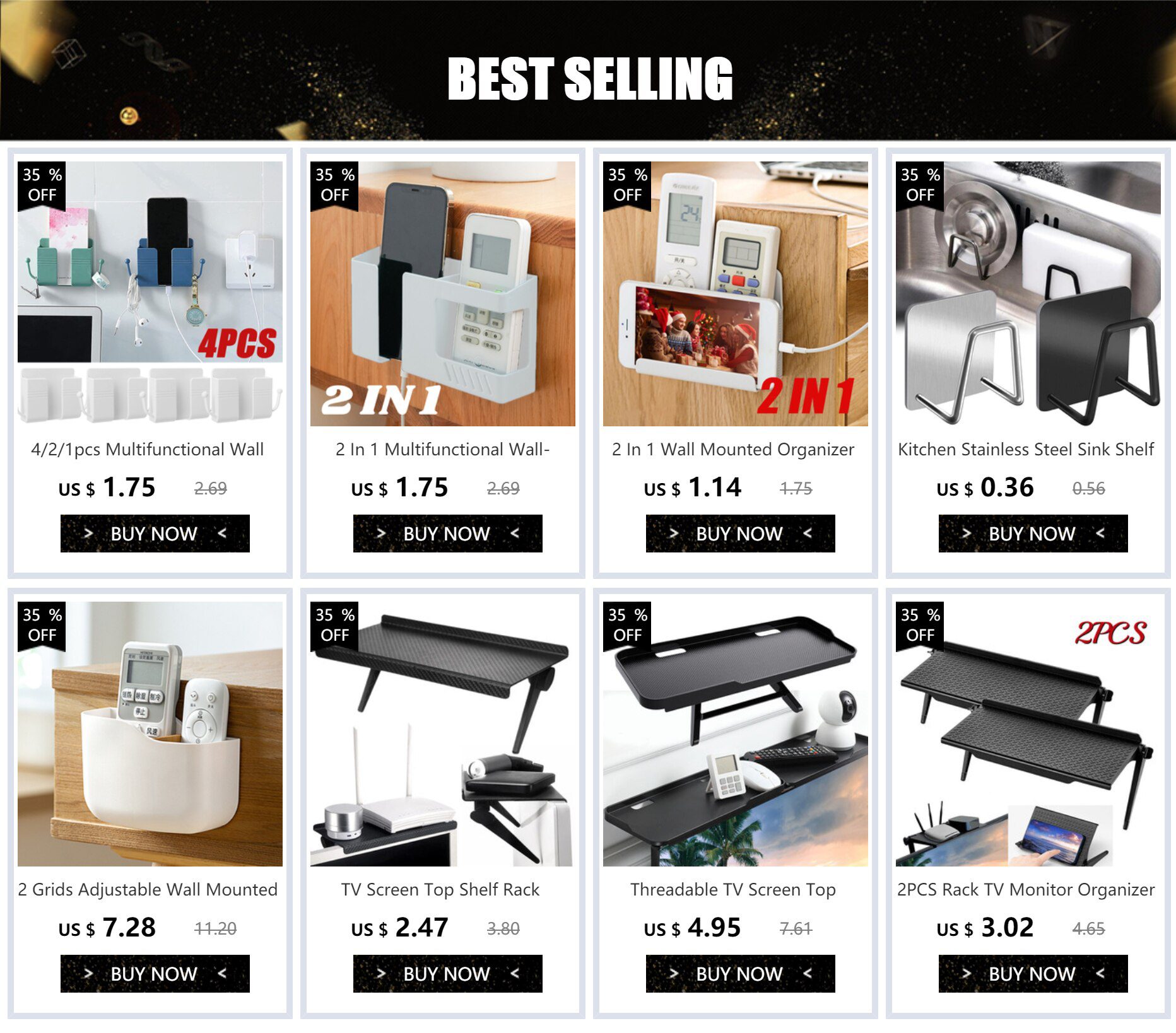 4/2/1Pcs Multifunction Punch Free Wall Mounted Storage Box Organizer TV Remote Control Mounted Mobile Phone Plug Charging Holder