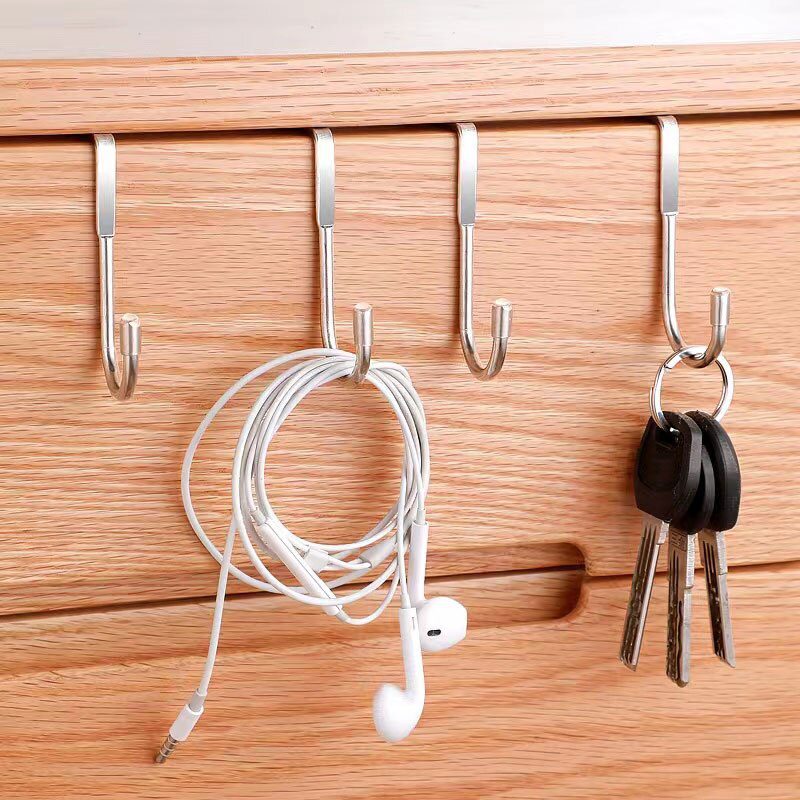 S-Shaped 304 Stainless Steel Cabinet Door Multi-Purpose Hook Towel Hanger Hat Holders Clothing Storage Racks Kitchen Bathroom S-Shaped 304 Stainless Steel Cabinet Door Multi-Purpose Hook Towel Hanger Hat Holders Clothing Storage Racks Kitchen Bathroom