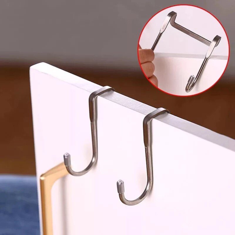 S-Shaped 304 Stainless Steel Cabinet Door Multi-Purpose Hook Towel Hanger Hat Holders Clothing Storage Racks Kitchen Bathroom S-Shaped 304 Stainless Steel Cabinet Door Multi-Purpose Hook Towel Hanger Hat Holders Clothing Storage Racks Kitchen Bathroom
