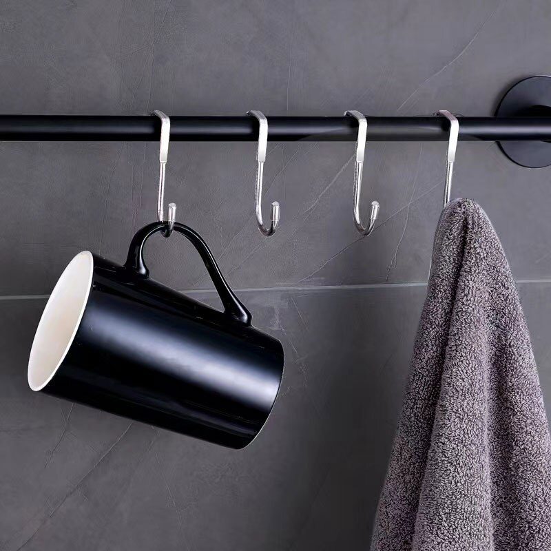 S-Shaped 304 Stainless Steel Cabinet Door Multi-Purpose Hook Towel Hanger Hat Holders Clothing Storage Racks Kitchen Bathroom S-Shaped 304 Stainless Steel Cabinet Door Multi-Purpose Hook Towel Hanger Hat Holders Clothing Storage Racks Kitchen Bathroom