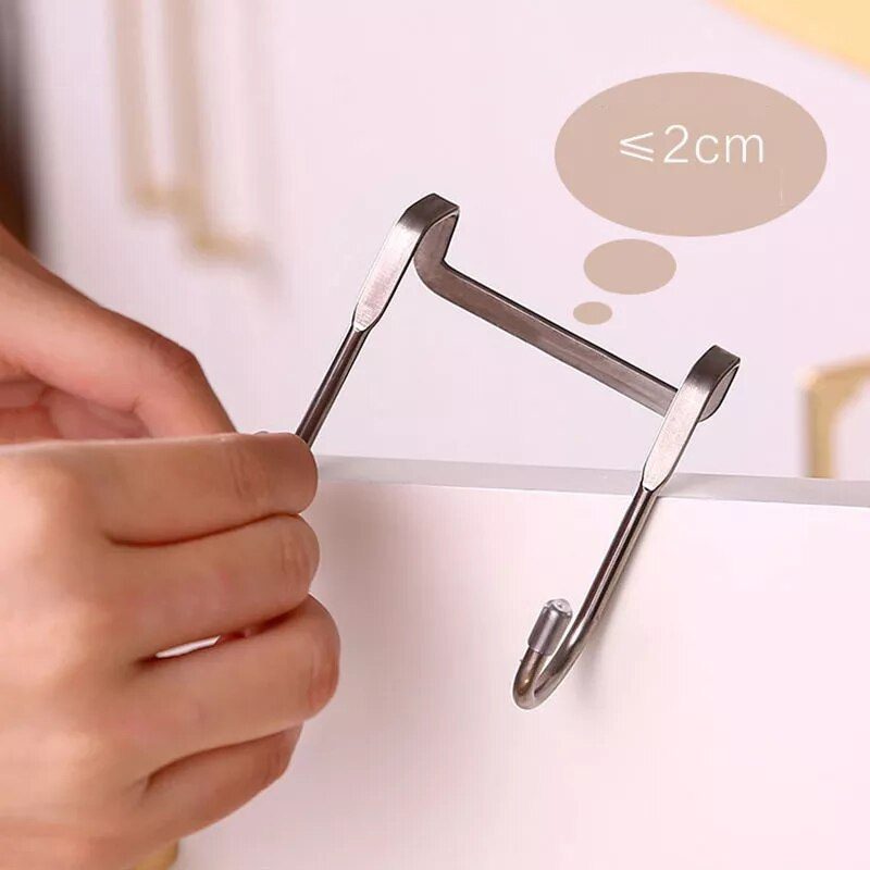 S-Shaped 304 Stainless Steel Cabinet Door Multi-Purpose Hook Towel Hanger Hat Holders Clothing Storage Racks Kitchen Bathroom S-Shaped 304 Stainless Steel Cabinet Door Multi-Purpose Hook Towel Hanger Hat Holders Clothing Storage Racks Kitchen Bathroom