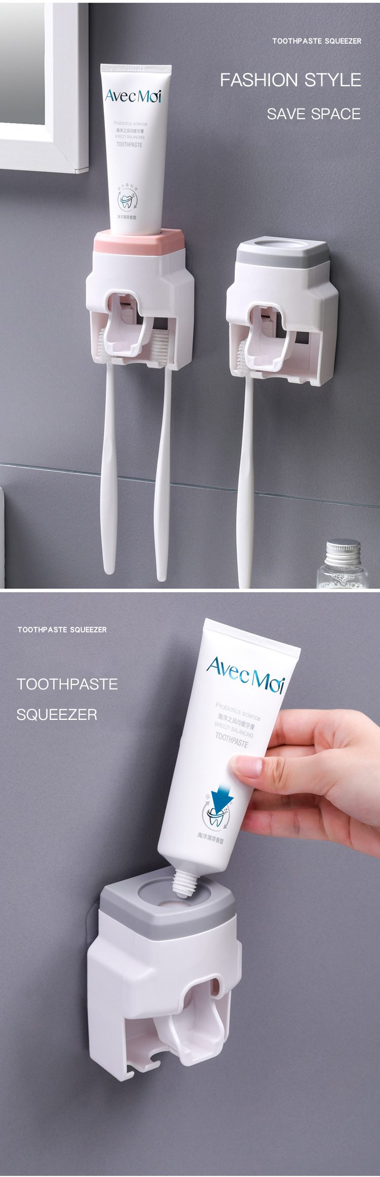 Creative Wall Mount Automatic Toothpaste Dispenser and Small Toothbrush Holder Toothpaste Squeezer for Family Shower Bathroom Creative Wall Mount Automatic Toothpaste Dispenser and Small Toothbrush Holder Toothpaste Squeezer for Family Shower Bathroom