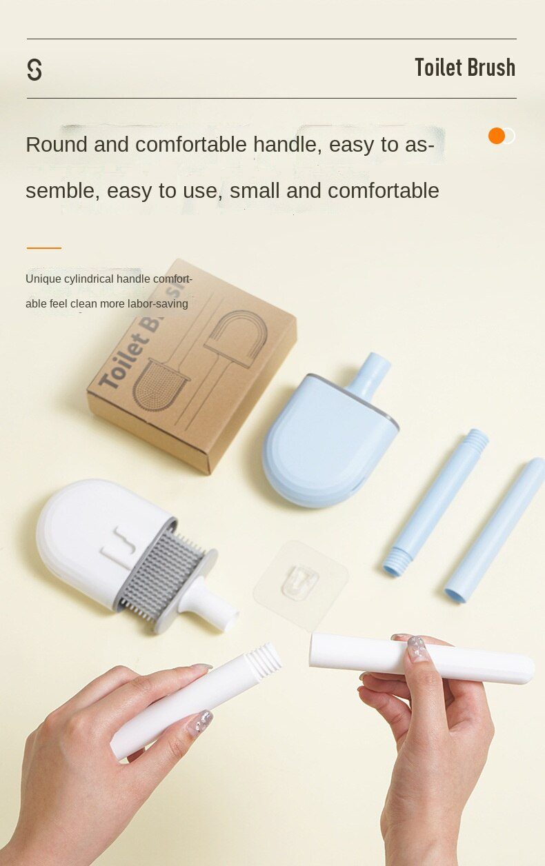 Silicone Toilet Brush Wall-Mounted  Soft Bristles Brushes Set Wash Toilet Wc Accessories with Holder Cleaning Bathroom Tool 20