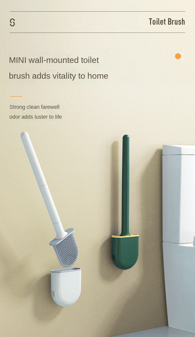 Silicone Toilet Brush Wall-Mounted  Soft Bristles Brushes Set Wash Toilet Wc Accessories with Holder Cleaning Bathroom Tool 20