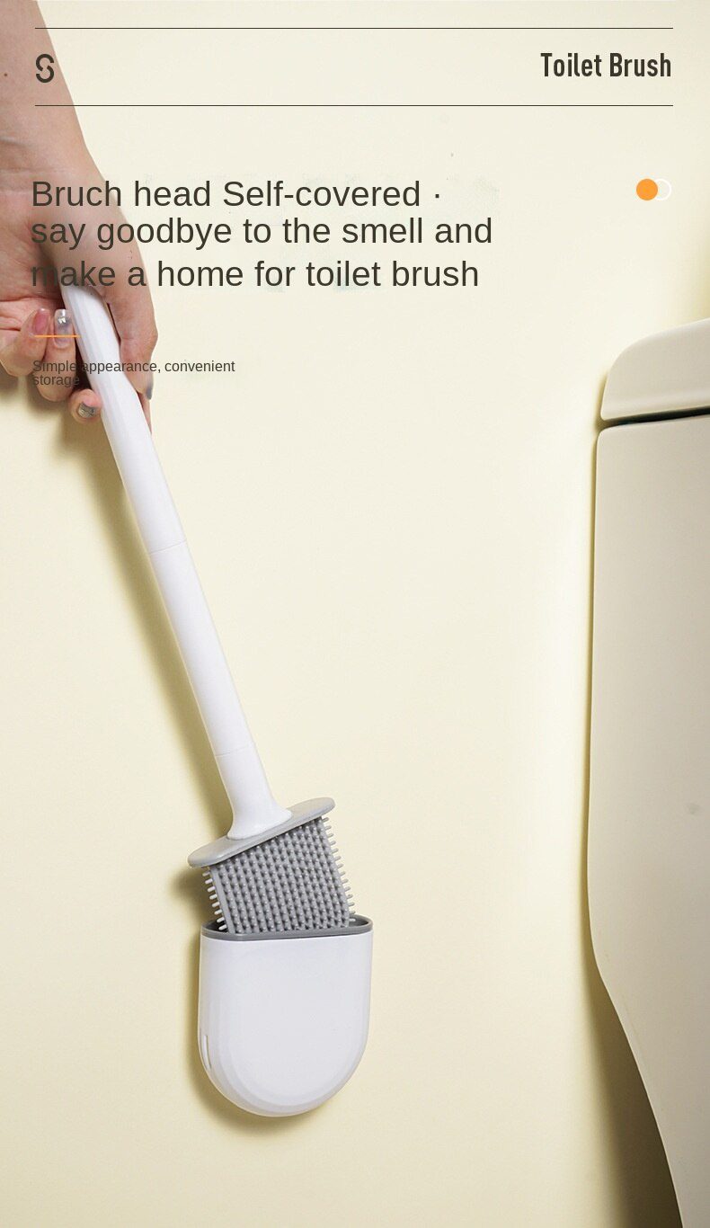 Silicone Toilet Brush Wall-Mounted  Soft Bristles Brushes Set Wash Toilet Wc Accessories with Holder Cleaning Bathroom Tool 20
