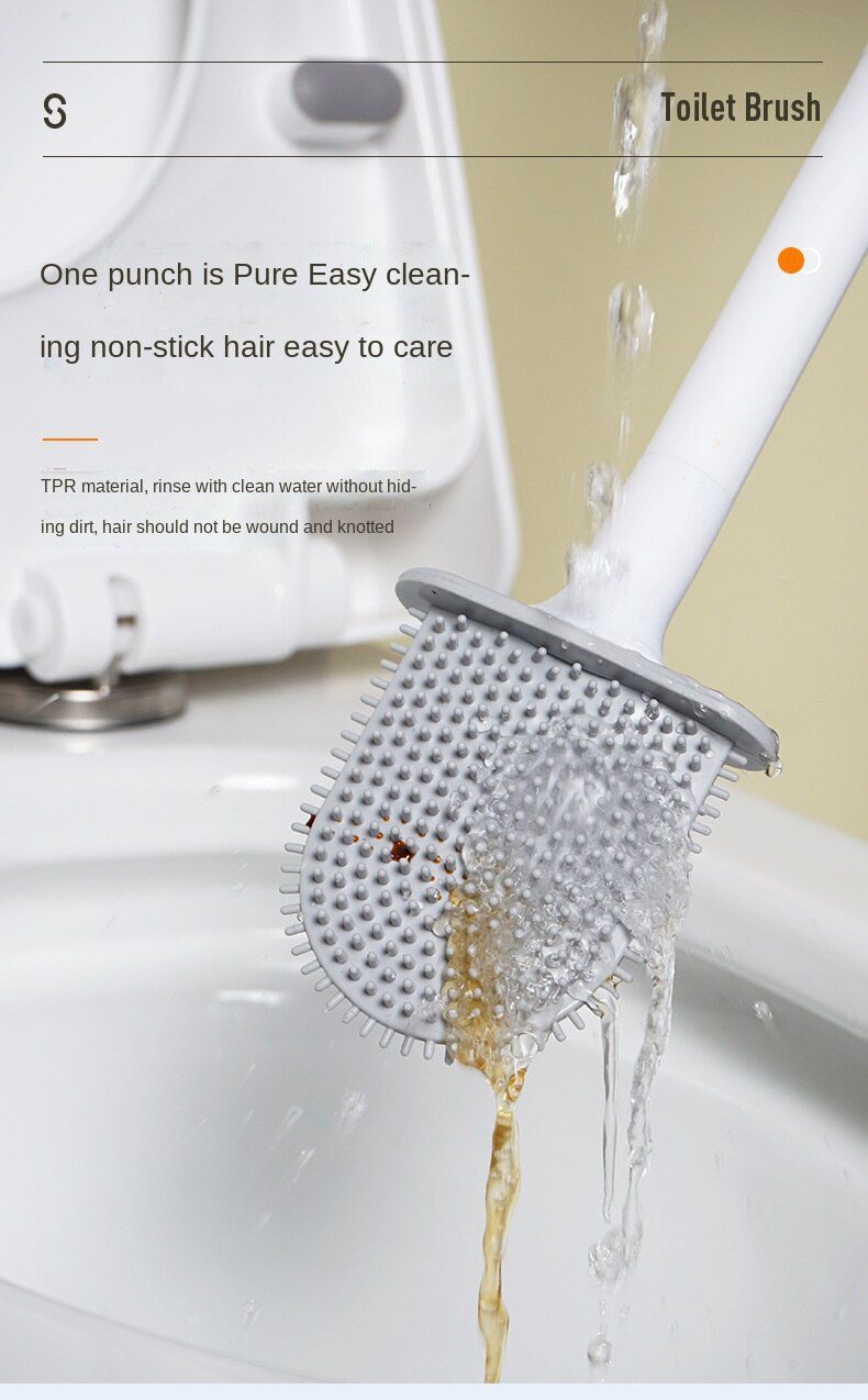 Silicone Toilet Brush Wall-Mounted  Soft Bristles Brushes Set Wash Toilet Wc Accessories with Holder Cleaning Bathroom Tool 20