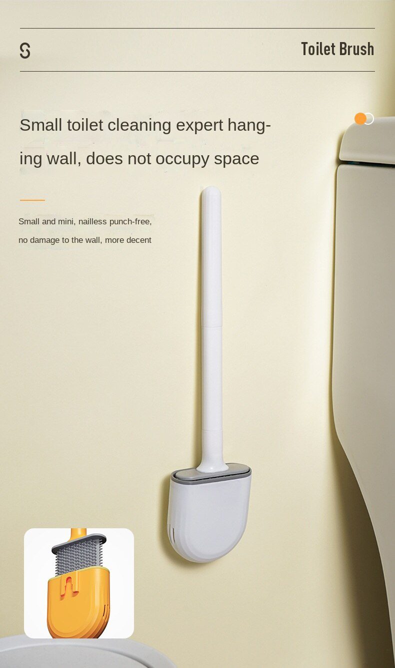 Silicone Toilet Brush Wall-Mounted  Soft Bristles Brushes Set Wash Toilet Wc Accessories with Holder Cleaning Bathroom Tool 20