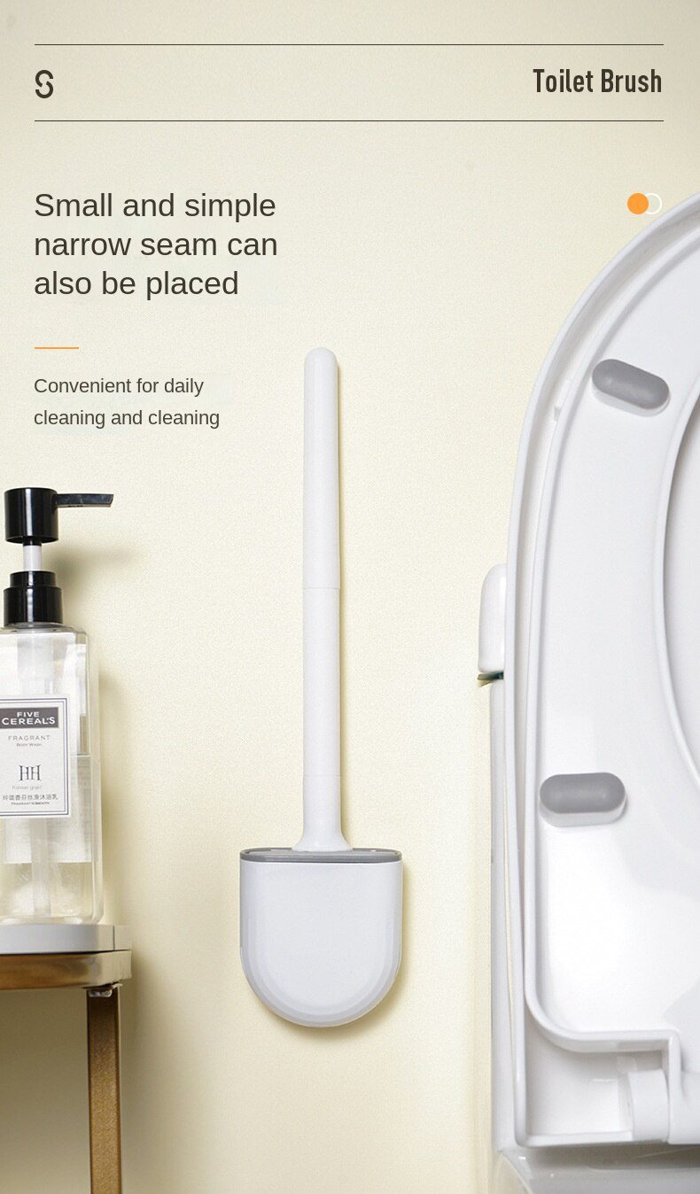 Silicone Toilet Brush Wall-Mounted  Soft Bristles Brushes Set Wash Toilet Wc Accessories with Holder Cleaning Bathroom Tool 20