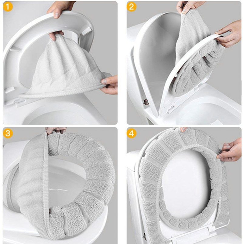 1Pcs Bathroom Toilet Seat Cover Soft Warmer Washable Mat Cover Pad Cushion Seat Case Toilet Lid Cover Accessories Bath Home