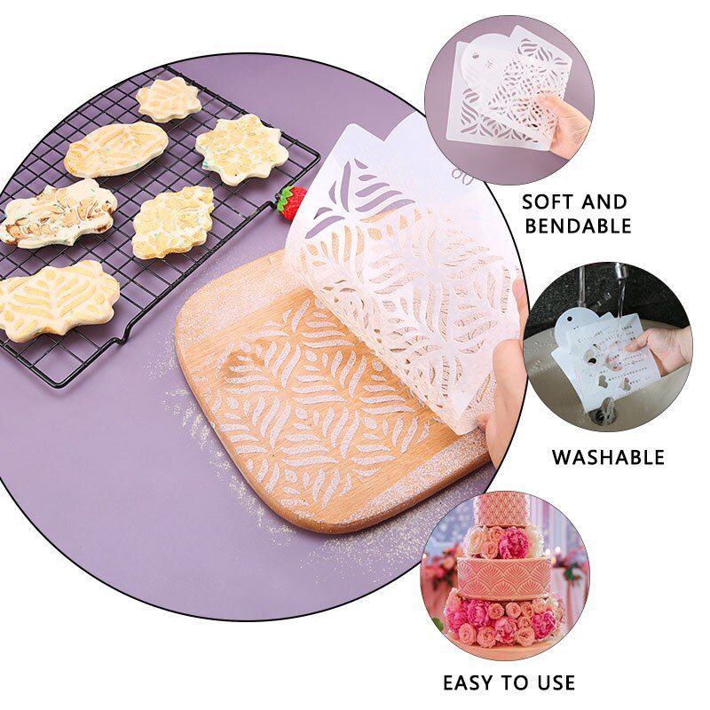 Fondant Cake Mesh Stencil Stamps Stencils Embossing For Decorating Tool Plastic Spray Mold Cookies Chocolate Drawing Painting