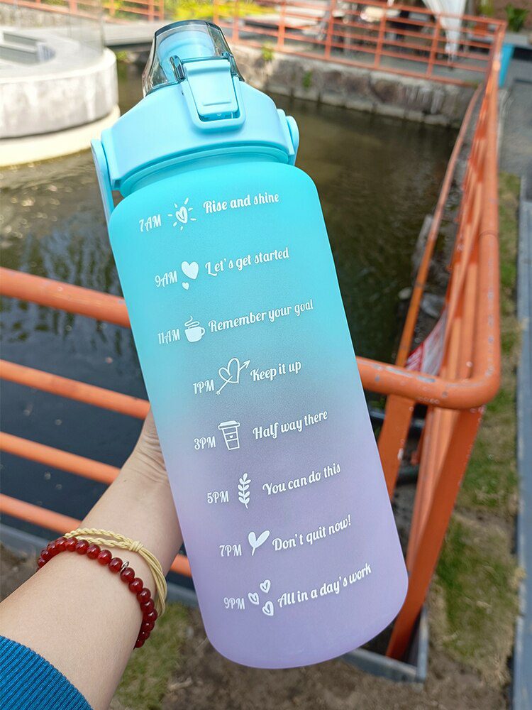 2 Liters Water Bottle Motivational Drinking Bottle Sports Water Bottle With Time Marker Stickers Portable Reusable Plastic Cups