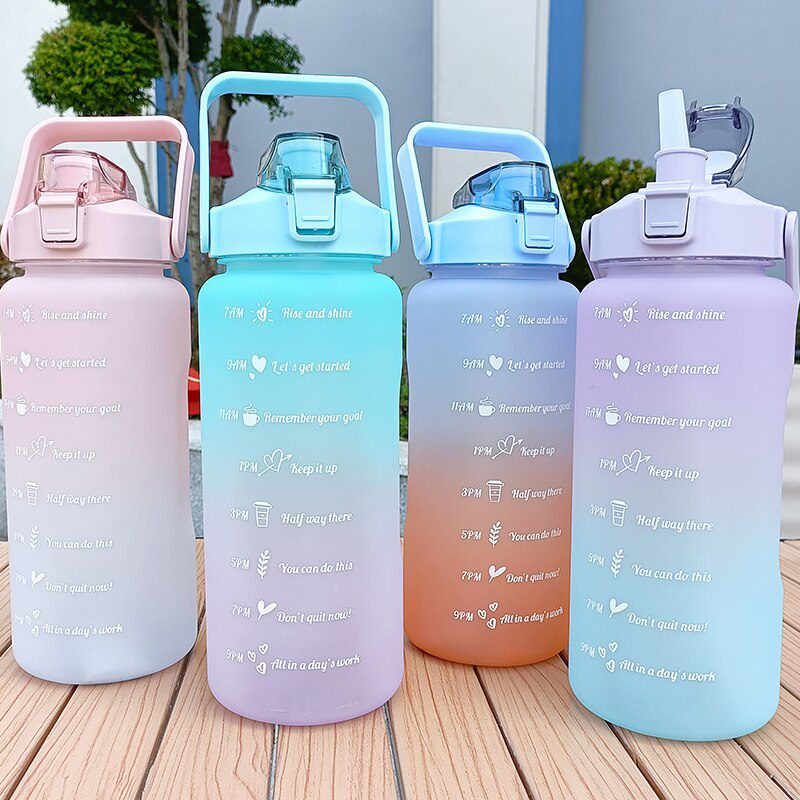 2 Liters Water Bottle Motivational Drinking Bottle Sports Water Bottle With Time Marker Stickers Portable Reusable Plastic Cups 2 Liters Water Bottle Motivational Drinking Bottle Sports Water Bottle With Time Marker Stickers Portable Reusable Plastic Cups