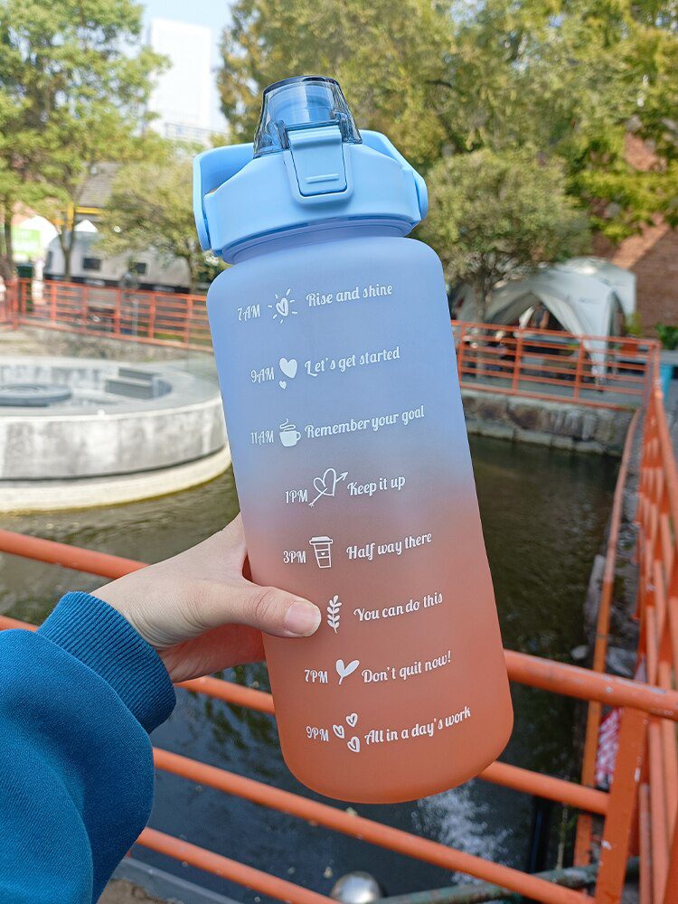 2 Liters Water Bottle Motivational Drinking Bottle Sports Water Bottle With Time Marker Stickers Portable Reusable Plastic Cups