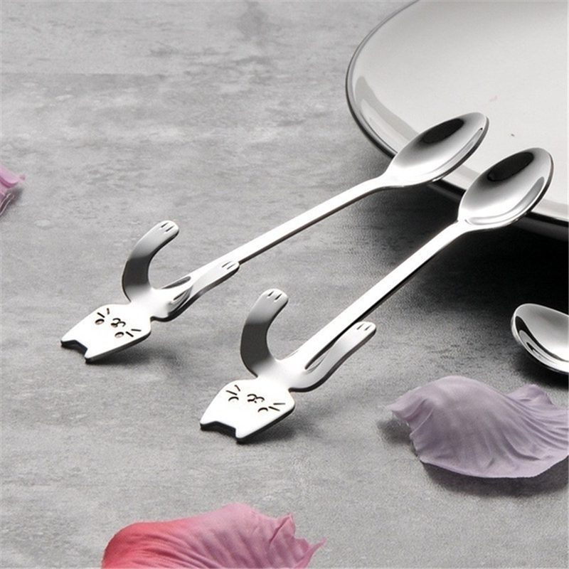 Stainless Steel Coffee Spoon Lovely Cute Cat Shape Teaspoon Dessert Snack Scoop Ice Cream Mini Spoons Tableware Kitchen Tools Stainless Steel Coffee Spoon Lovely Cute Cat Shape Teaspoon Dessert Snack Scoop Ice Cream Mini Spoons Tableware Kitchen Tools