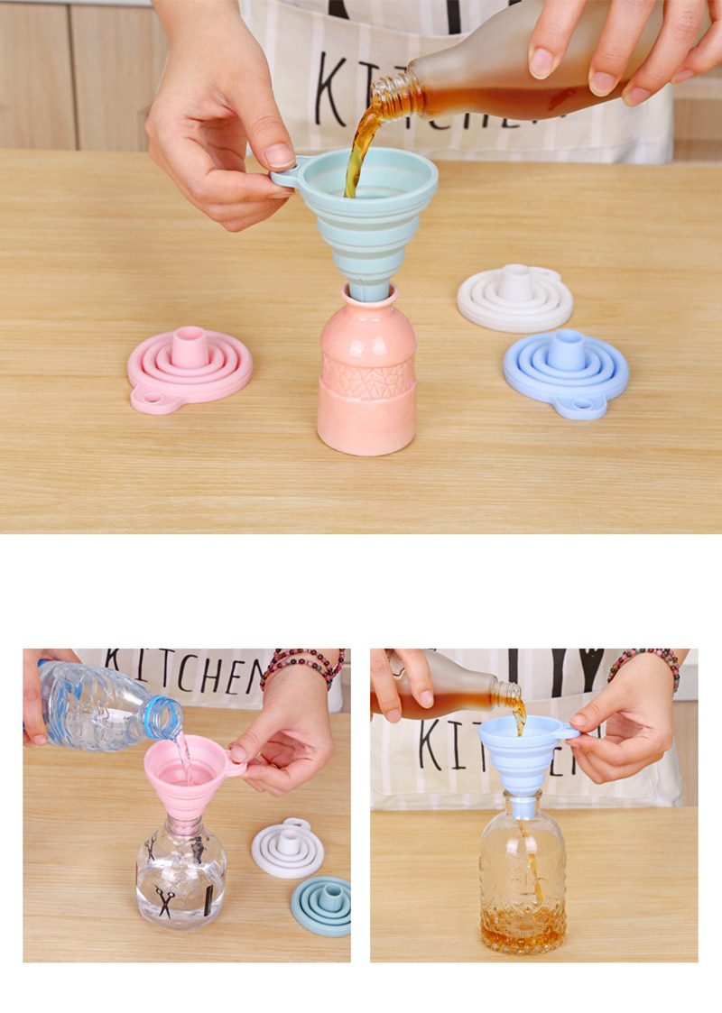 Foldable Funnel Silicone Collapsible Funnel Portable Funnels for Fuel Hopper Collapsible Beer/ Oil Funnels Kitchen Tools