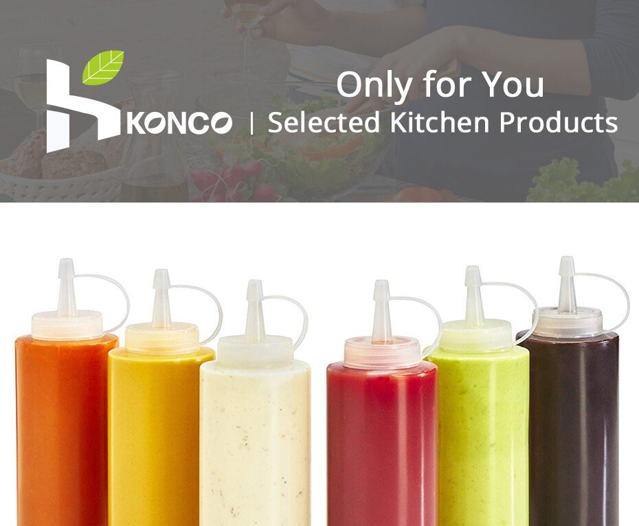 Konco Condiment Squeeze Bottles,For Ketchup Mustard Mayo Hot Sauces Olive Oil Bottles Kitchen Gadget