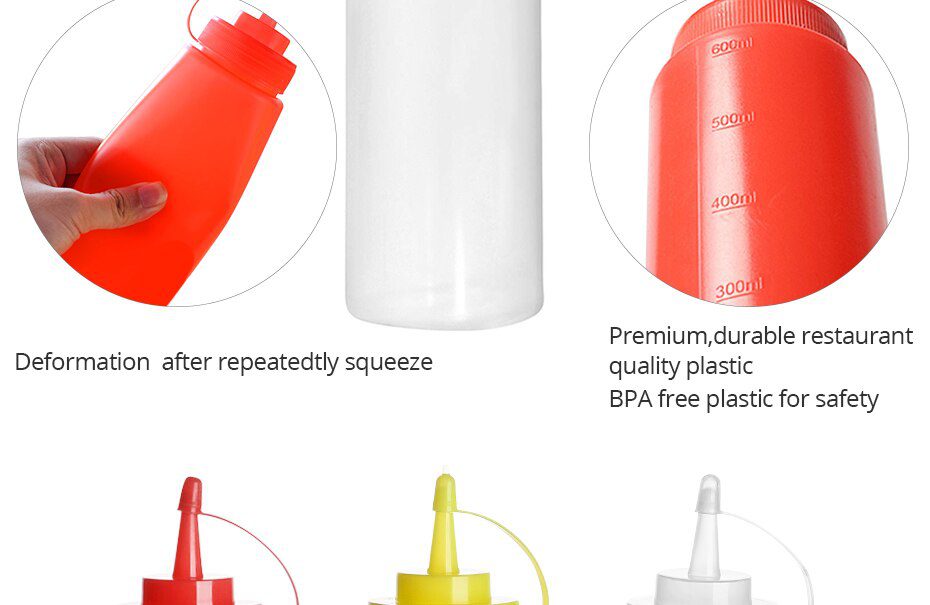 Konco Condiment Squeeze Bottles,For Ketchup Mustard Mayo Hot Sauces Olive Oil Bottles Kitchen Gadget
