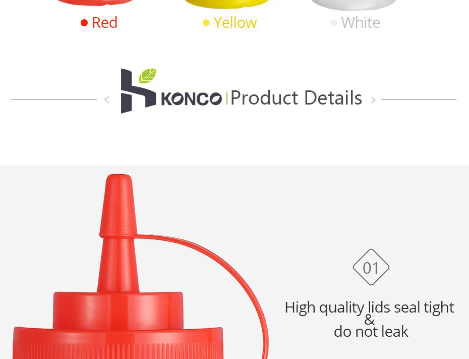 Konco Condiment Squeeze Bottles,For Ketchup Mustard Mayo Hot Sauces Olive Oil Bottles Kitchen Gadget