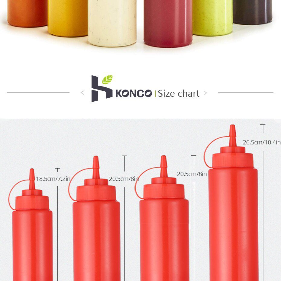 Konco Condiment Squeeze Bottles,For Ketchup Mustard Mayo Hot Sauces Olive Oil Bottles Kitchen Gadget