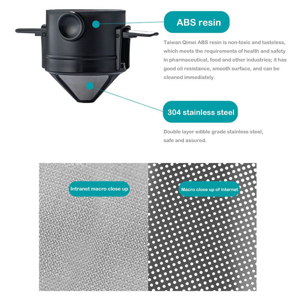 Foldable Portable  Coffee Filter Coffee Maker Stainless Steel Drip Coffee Tea Holder Reusable Paperless Pour Over Coffee Dripper