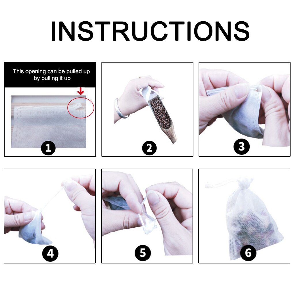 100Pcs/Lot Teabags 5 x 7CM Empty Scented Tea Bags With String Heal Seal Filter Paper for Herb Loose Tea