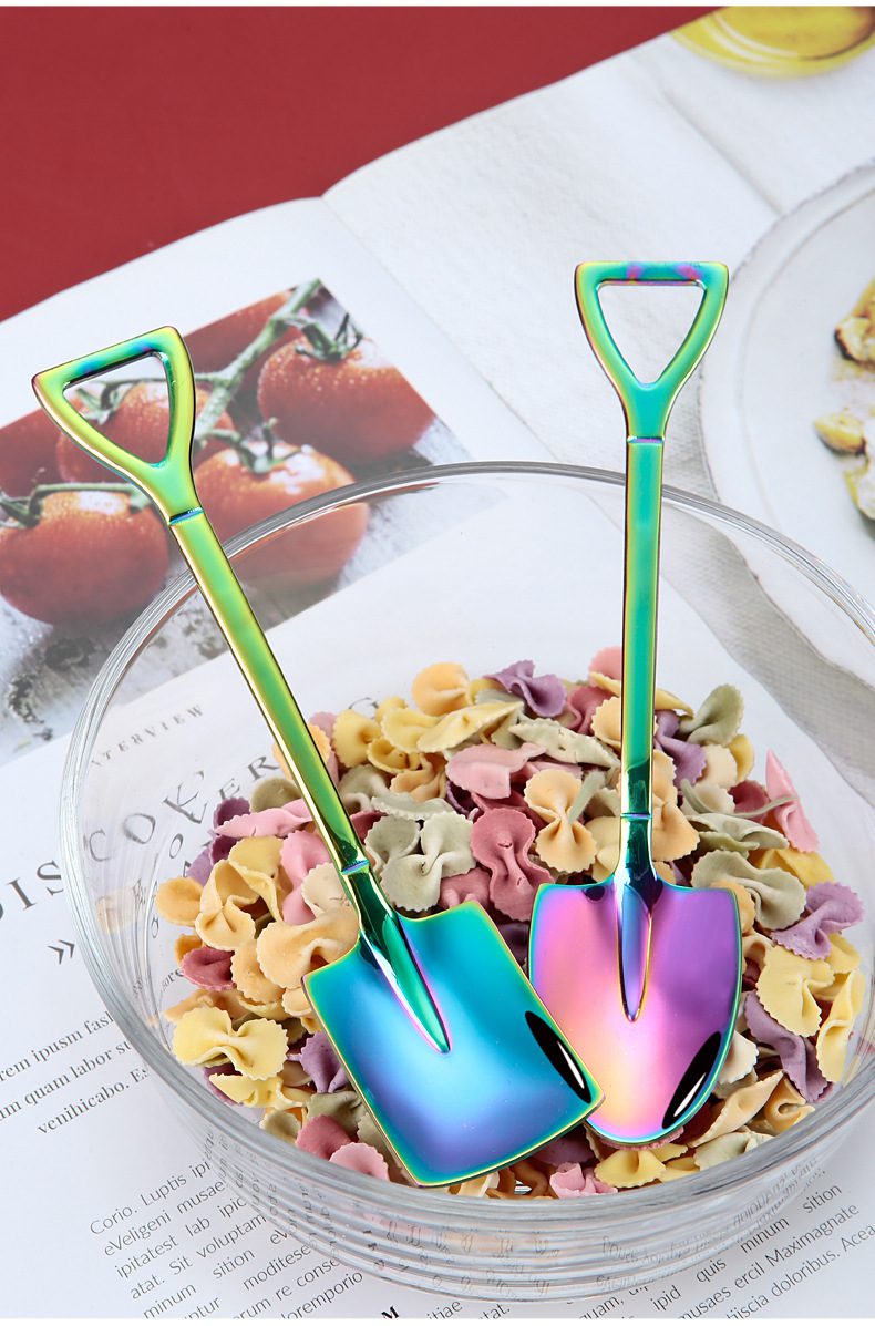 Stainless Steel Coffee Tea Spoon Creative Retro Shovel Scoop for Dinner Ice Cream Dessert Watermelon Kitchen Tableware Bar Tool