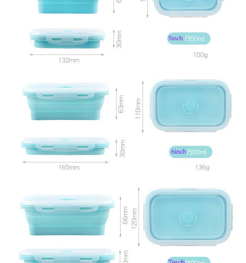 4Sizes Silicone Collapsible Lunch Box Food Storage Container Colorful Microwavable Portable Picnic Camping Rectangle Outdoor Box 4Sizes Silicone Collapsible Lunch Box Food Storage Container Colorful Microwavable Portable Picnic Camping Rectangle Outdoor Box