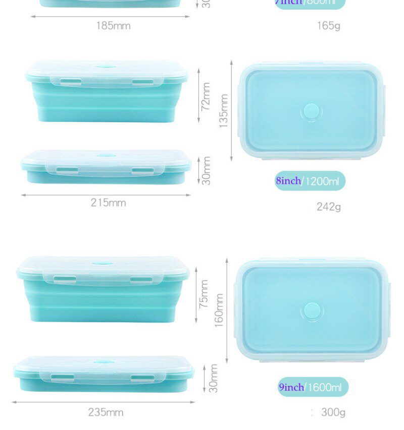 4Sizes Silicone Collapsible Lunch Box Food Storage Container Colorful Microwavable Portable Picnic Camping Rectangle Outdoor Box 4Sizes Silicone Collapsible Lunch Box Food Storage Container Colorful Microwavable Portable Picnic Camping Rectangle Outdoor Box