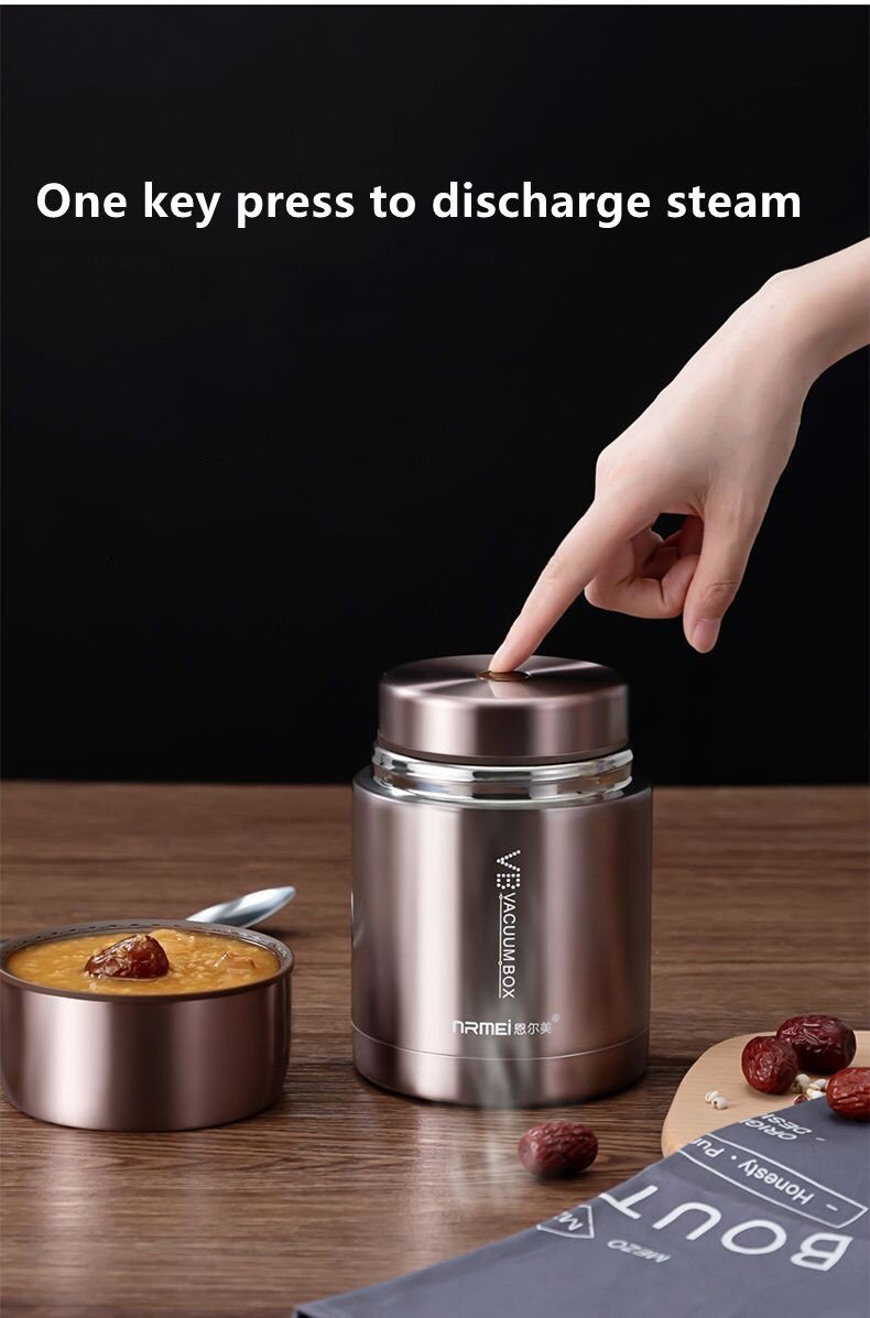 Food Thermal Jar Soup Gruel 316 Stainless Steel Vacuum Lunch Box Office Insulated Thermos Containers Spoon Bag 600/800/1000ML