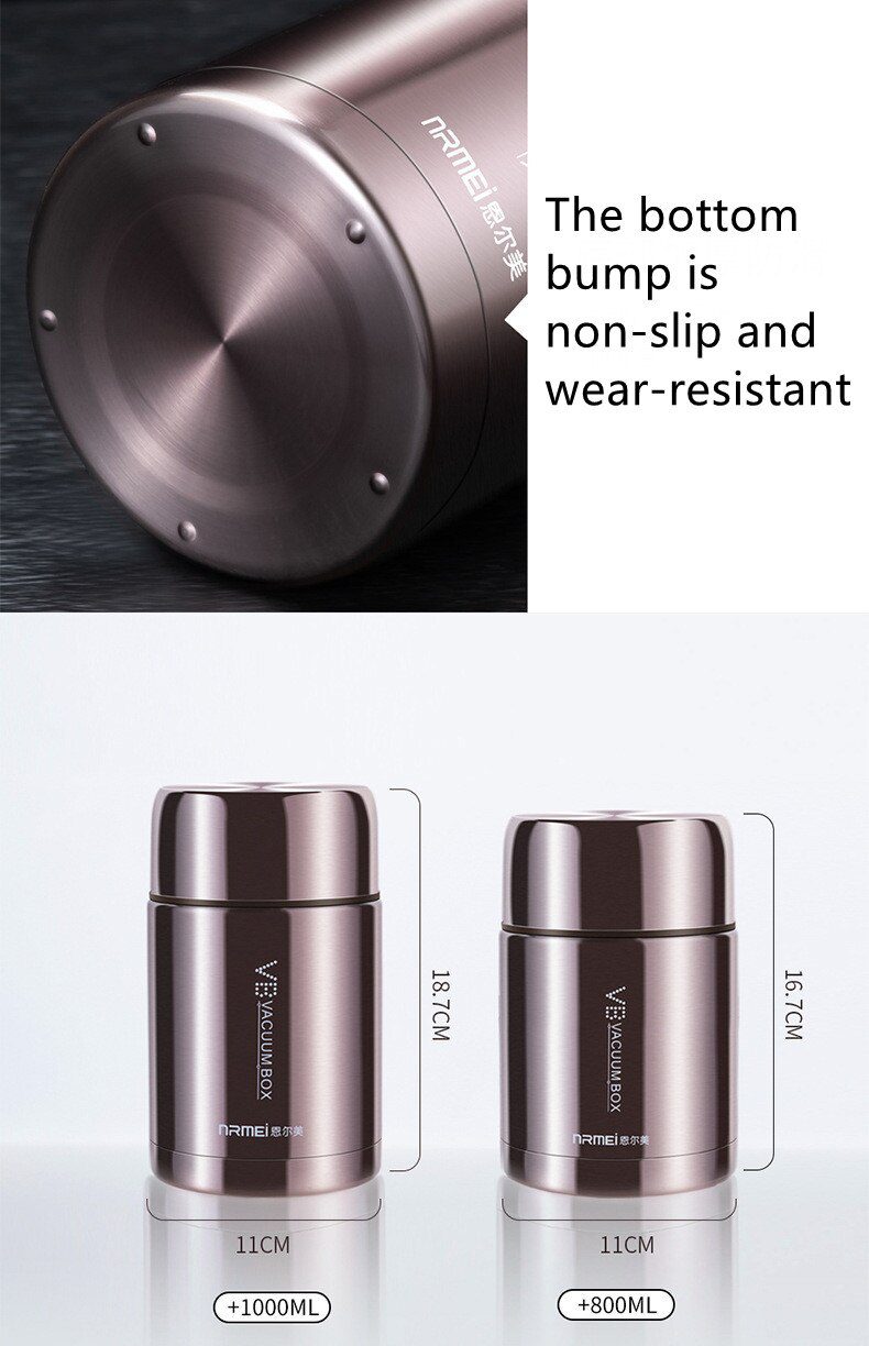Food Thermal Jar Soup Gruel 316 Stainless Steel Vacuum Lunch Box Office Insulated Thermos Containers Spoon Bag 600/800/1000ML