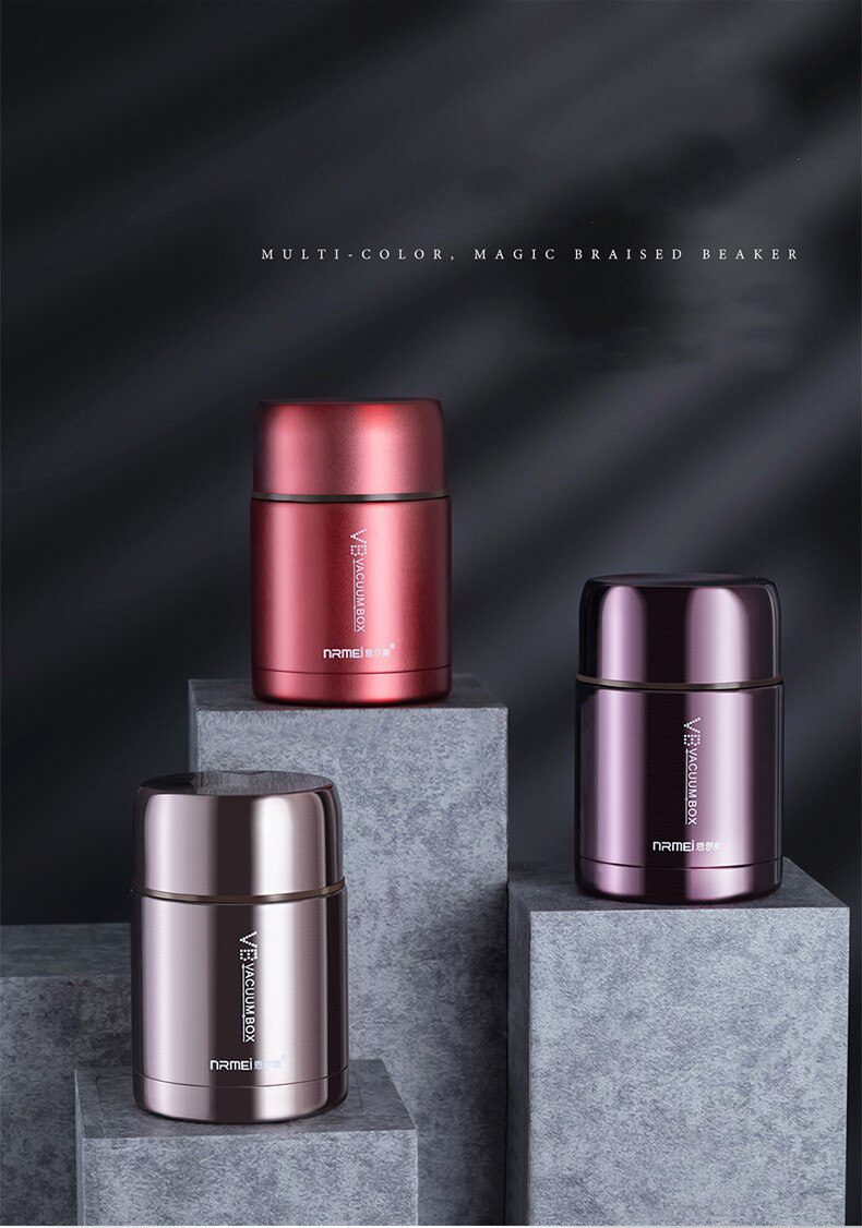 Food Thermal Jar Soup Gruel 316 Stainless Steel Vacuum Lunch Box Office Insulated Thermos Containers Spoon Bag 600/800/1000ML